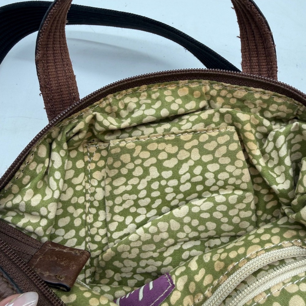 Fossil Key-Per Black Quilted Nylon Crossbody Bag Brown Leather Trim Y2K - Picture 9 of 11